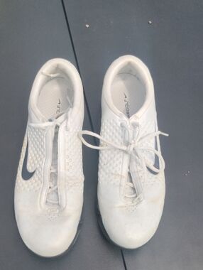 Nike Zoom White Lace-Up Golf Shoes with Black Swoosh